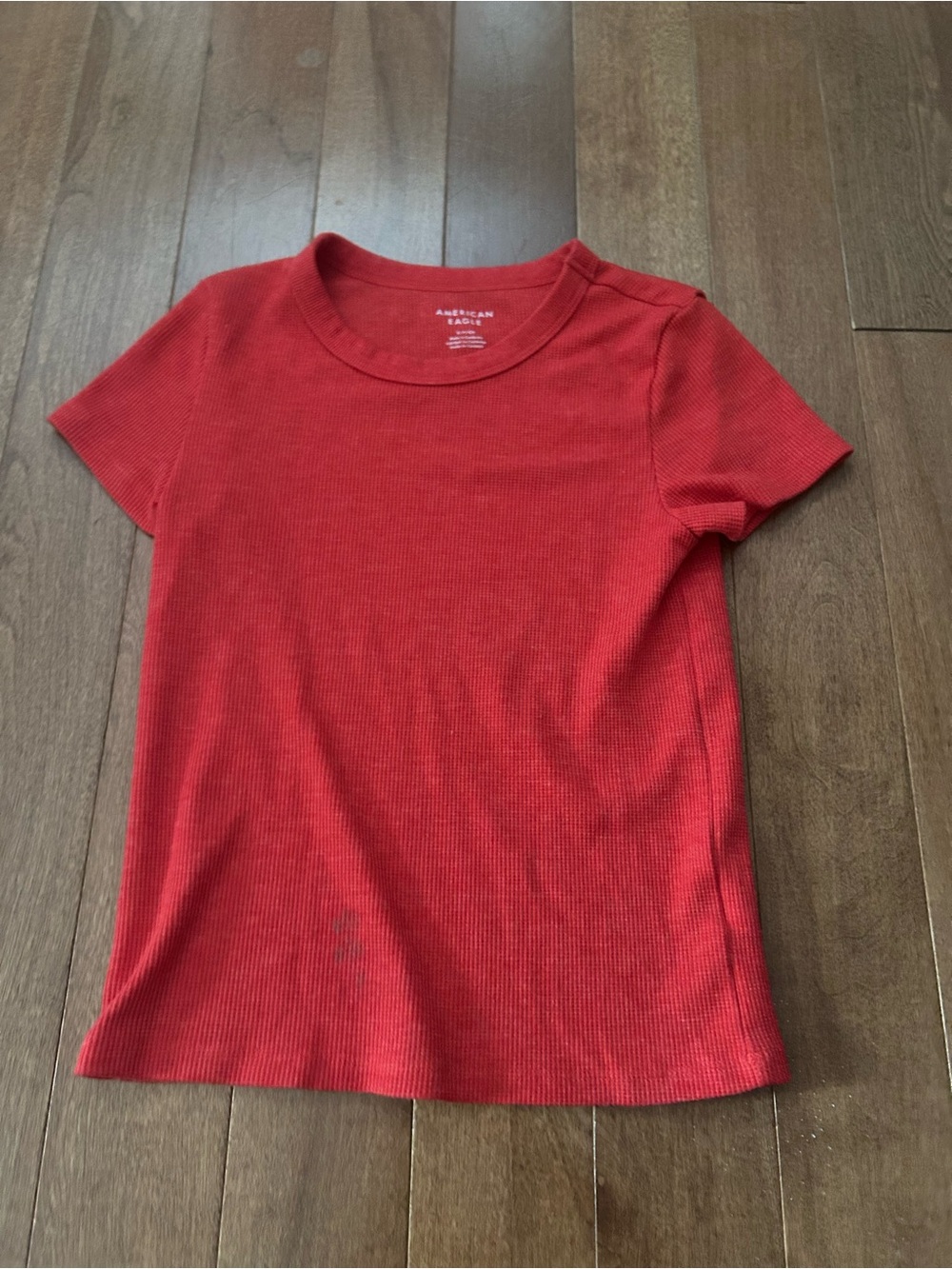 American Eagle Outfitters Red Ribbed Short Sleeve Tee
